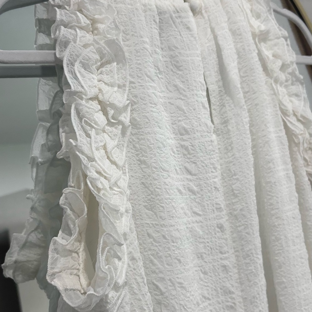 Aura Ruffle Mini A-Line White dress